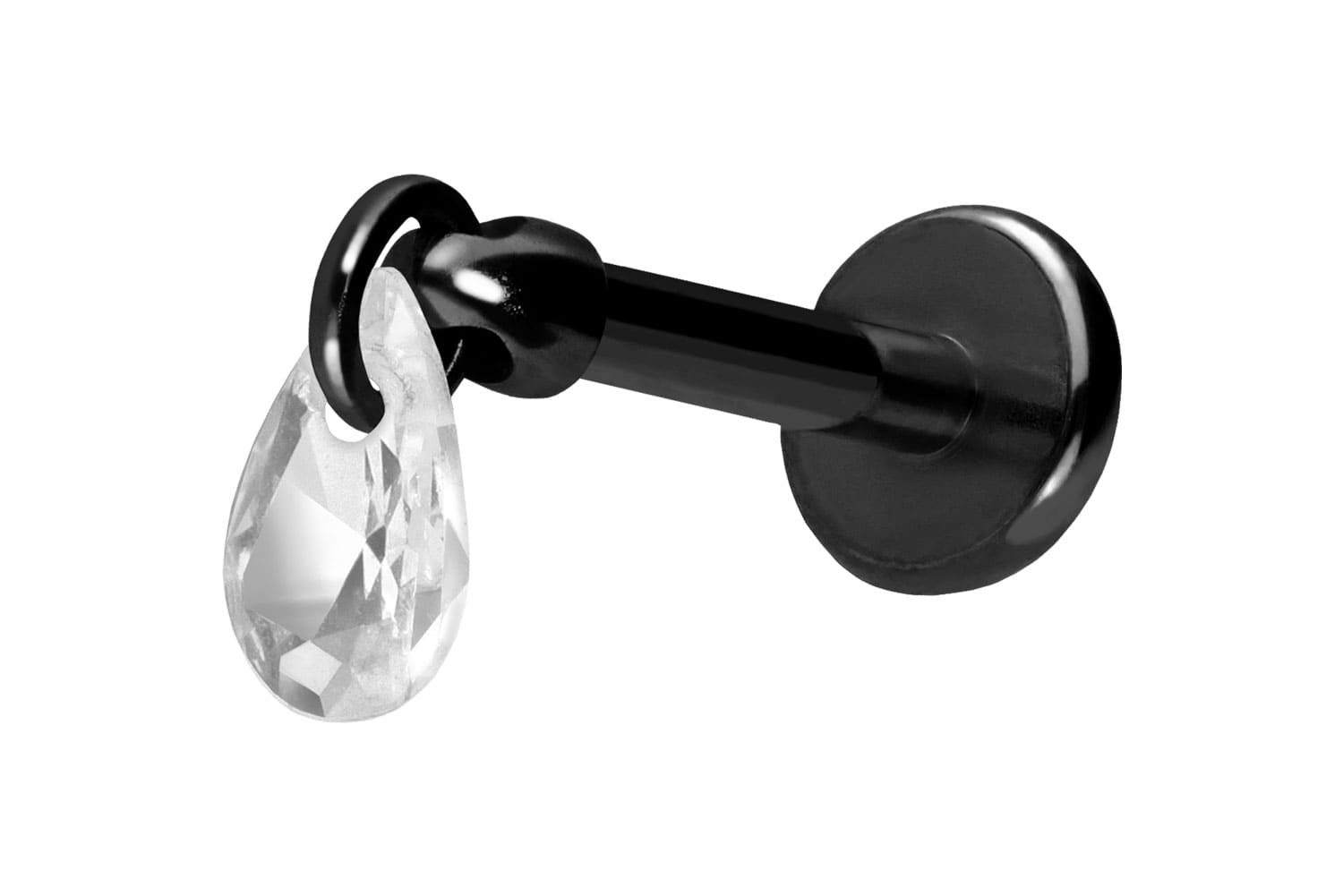 Titan Labret Piercing mit Push Fit KRISTALLTROPFEN